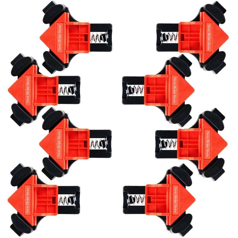 New Hope Store Woodworking 90 Degree Angle Corner Clamps, 8pcs ABS Adjustable Swing Corner Clip Fixer Carpenter Right Angle Fixing Clamps for Drilling, Making Cabinets, Photo Framing, Crafting Projects - Image 1